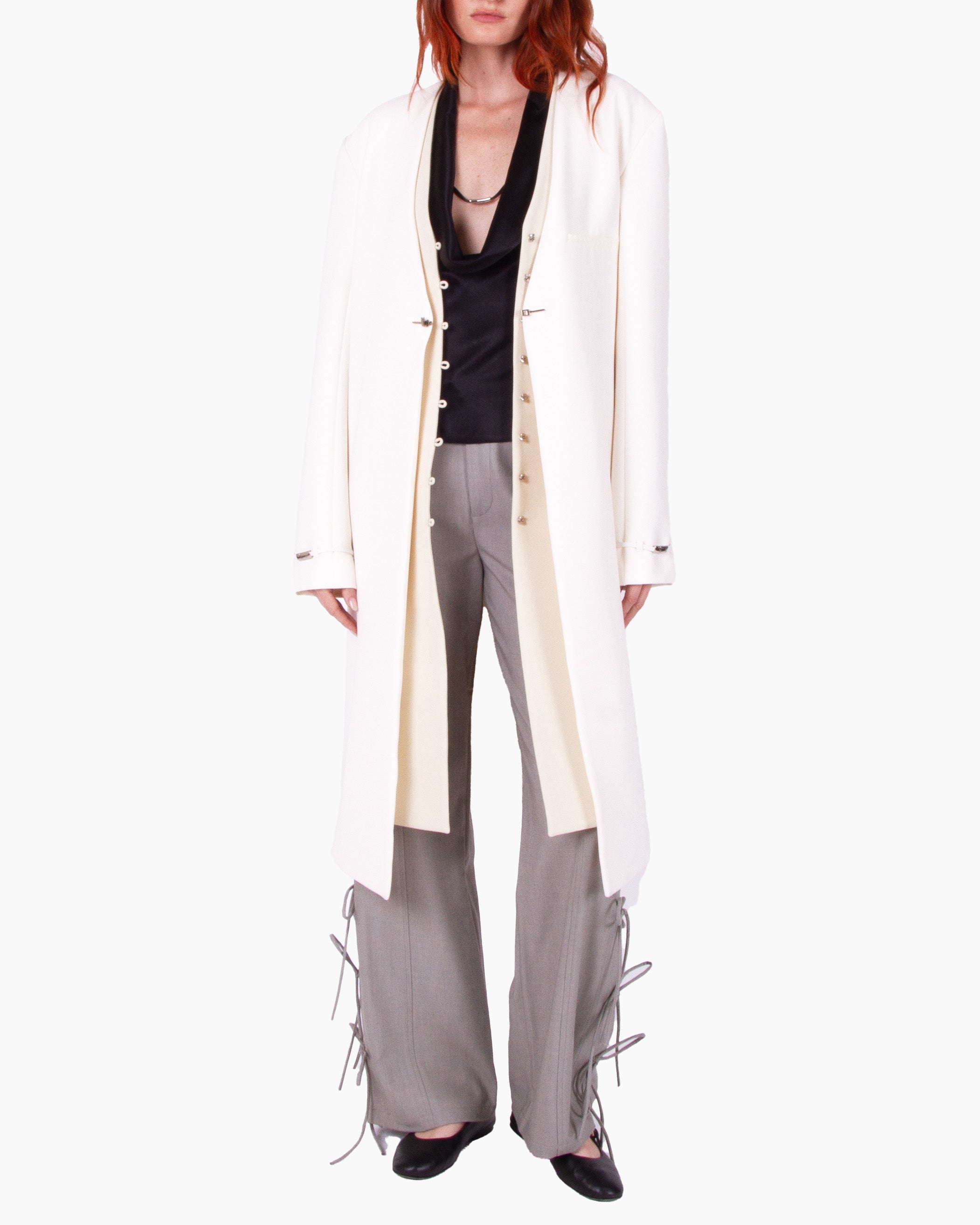 HAN WEN STUDIO Collarless Single-Breasted Coat