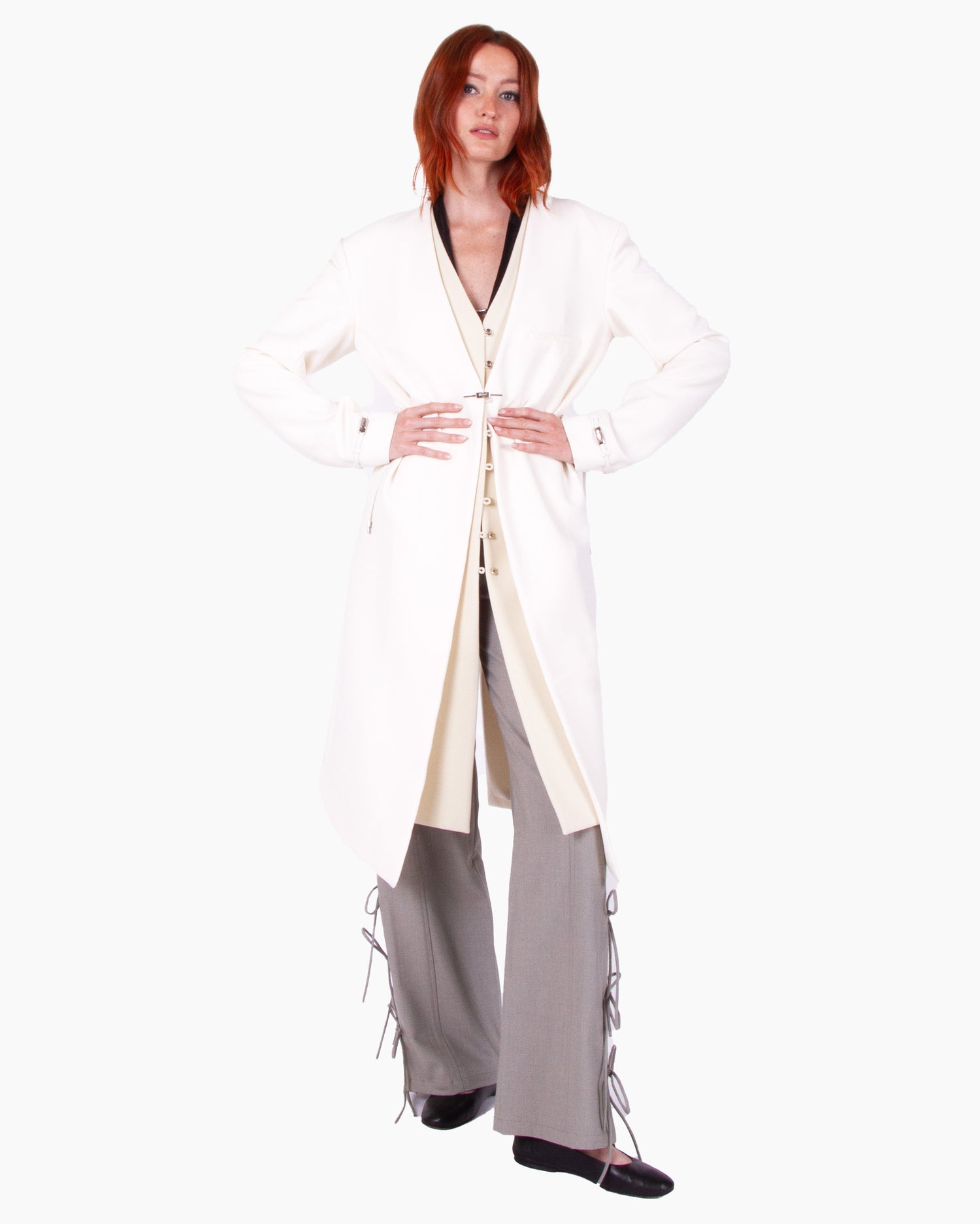 HAN WEN STUDIO Collarless Single-Breasted Coat