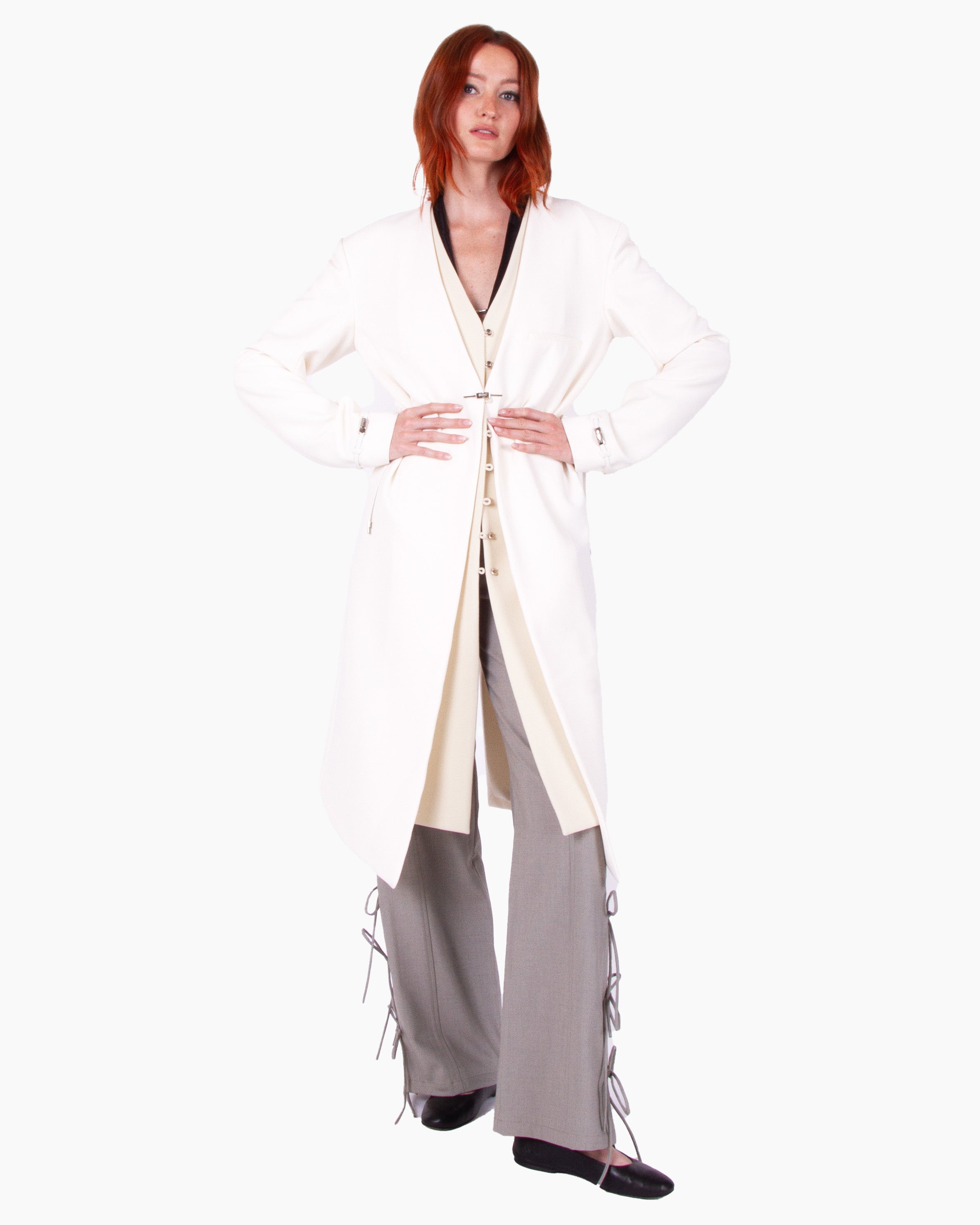 HAN WEN STUDIO Collarless Single-Breasted Coat