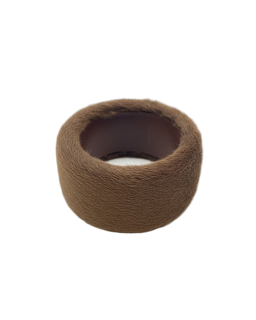 BEI TESORI Repurposed Wide Animal Fur Bangle (Chocolate Brown)