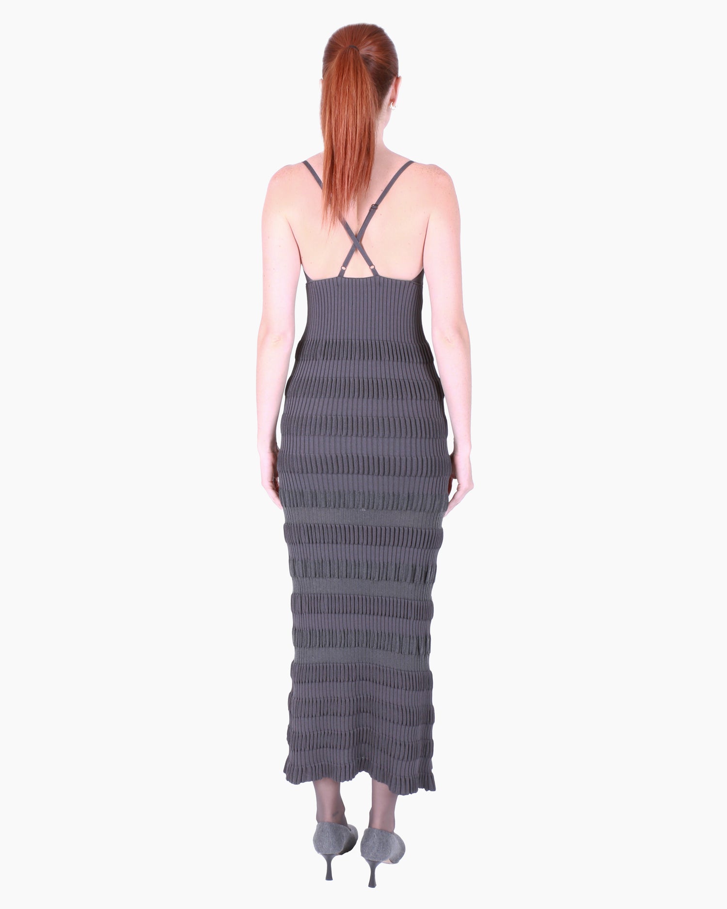 FETICO Stripe Knit Cami Dress in Gray