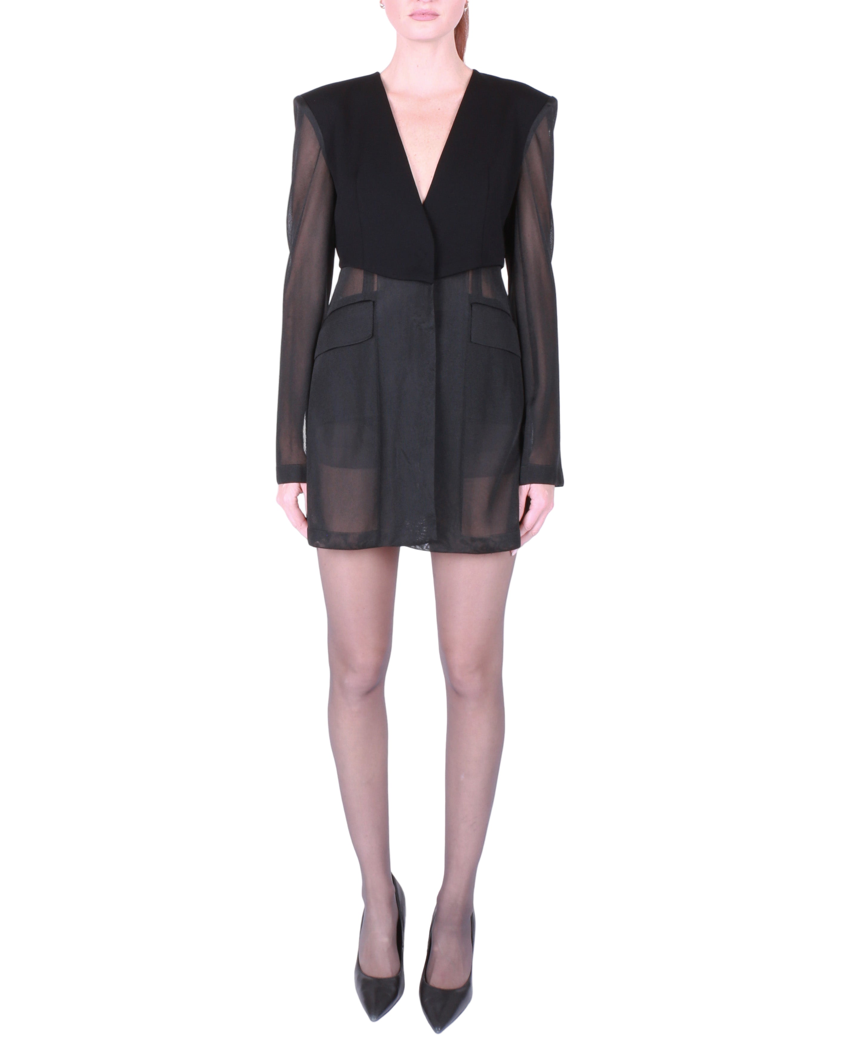 FETICO Sheer Combined Knit Jacket in Black