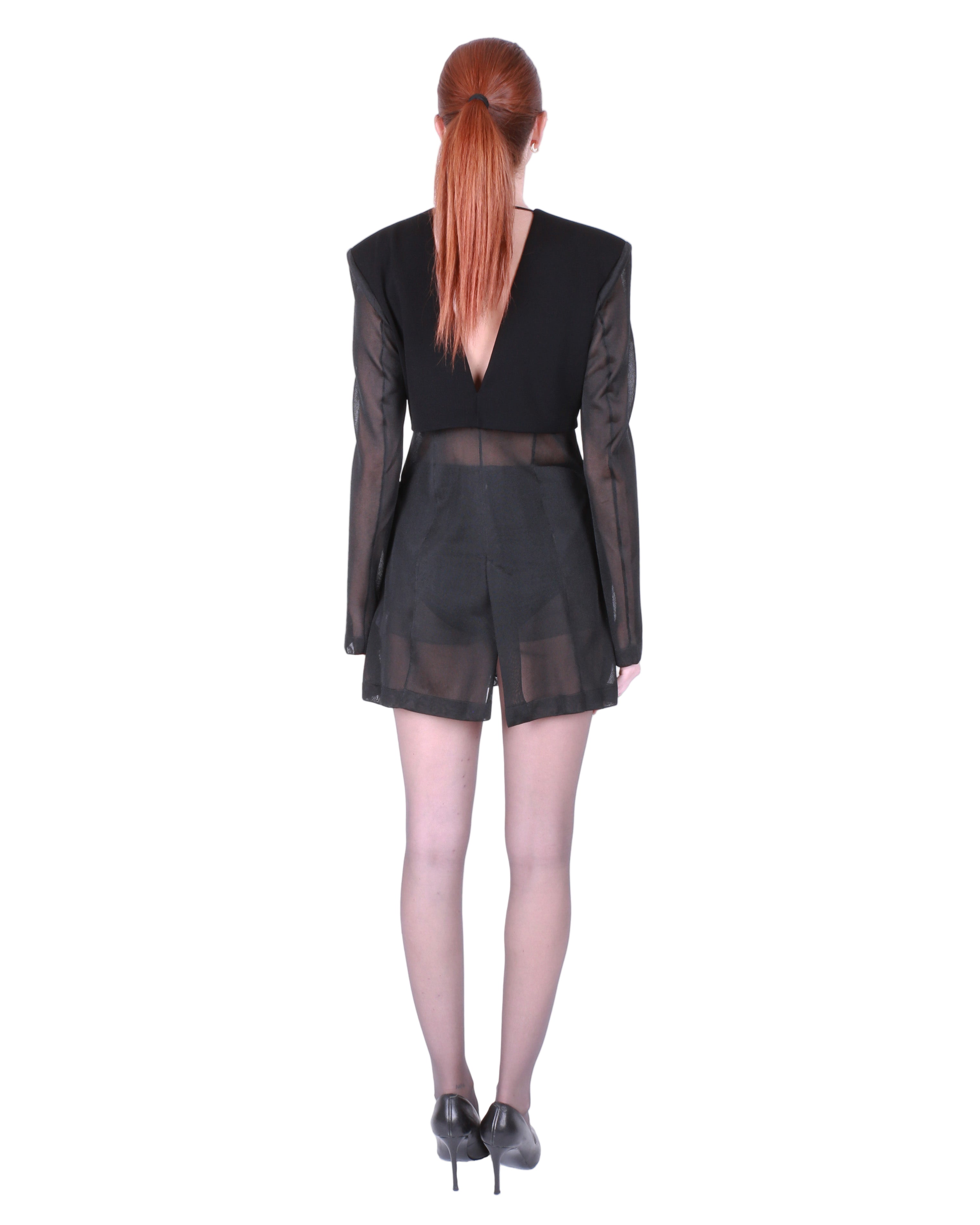 FETICO Sheer Combined Knit Jacket in Black