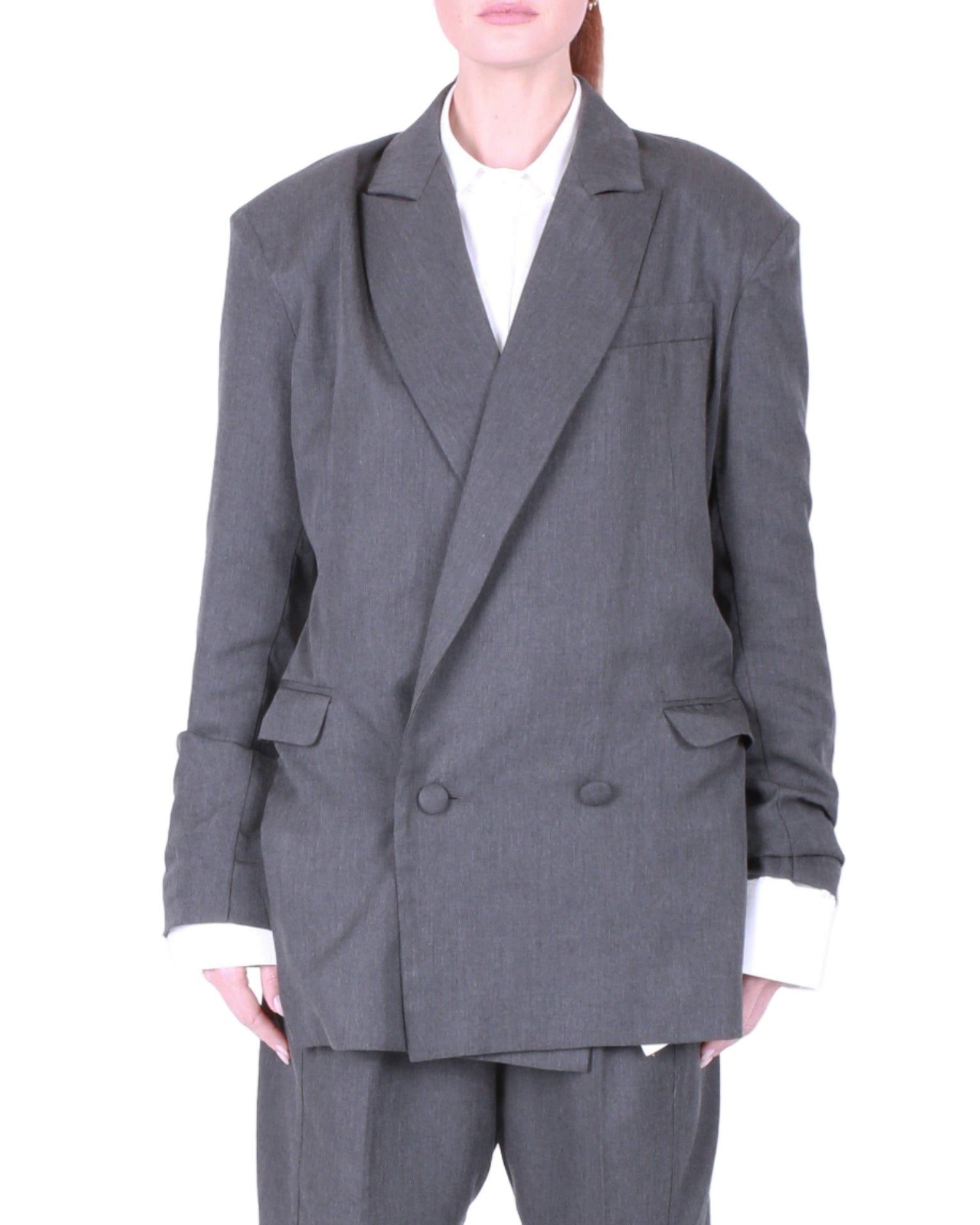 AOTC Open Back Blazer in Gray