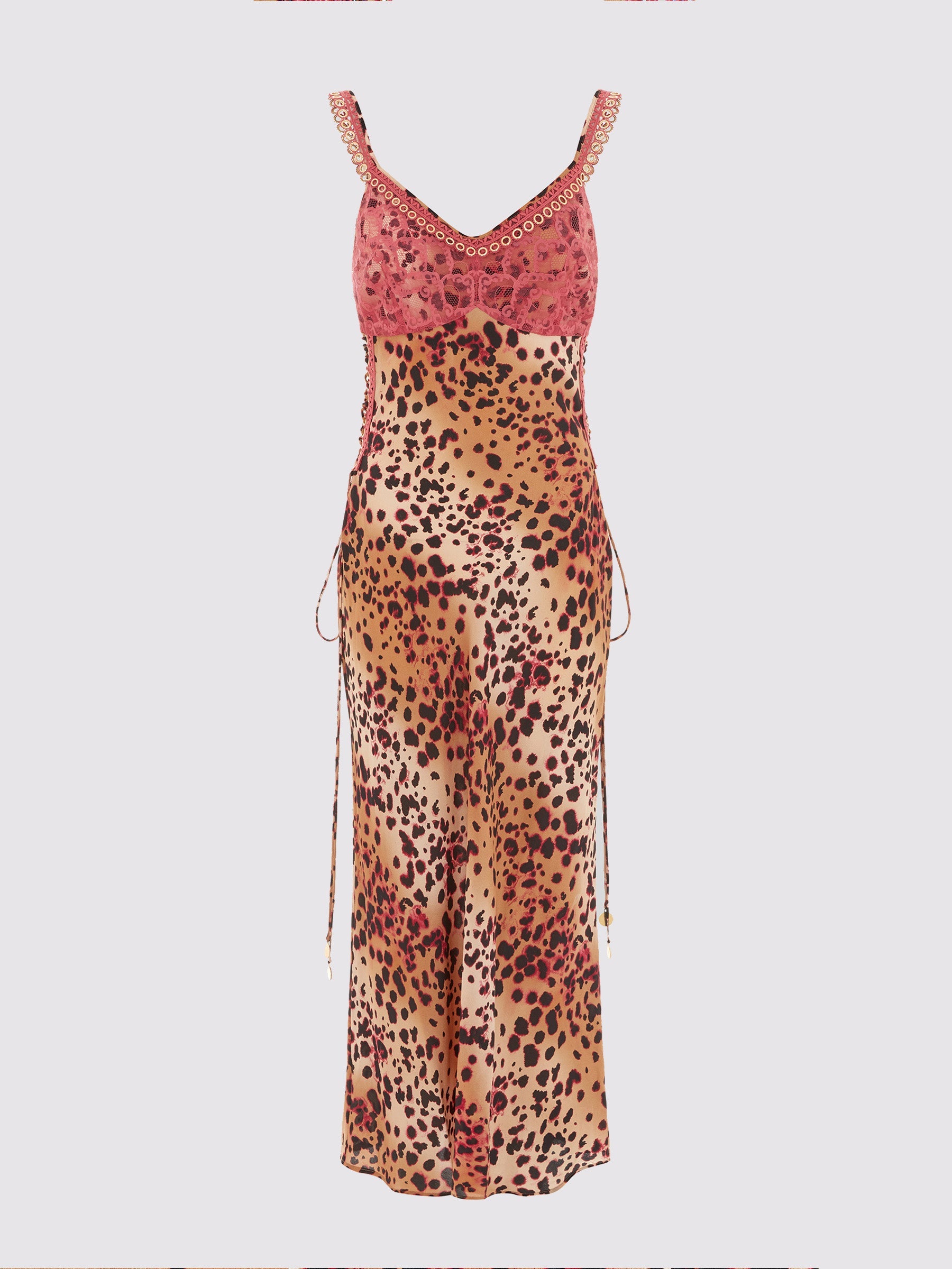 HAYLEY MENZIES Lace Silk Midi Slip Dress