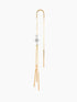 Gold threader earring with star and tassel design on a white background