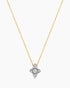 Gold necklace with a diamond pendant on a white background