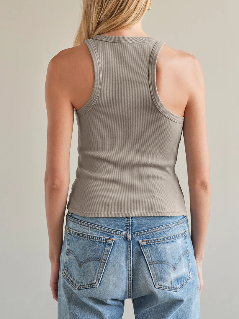 MYLES PRICE Ribbed Racer Tank