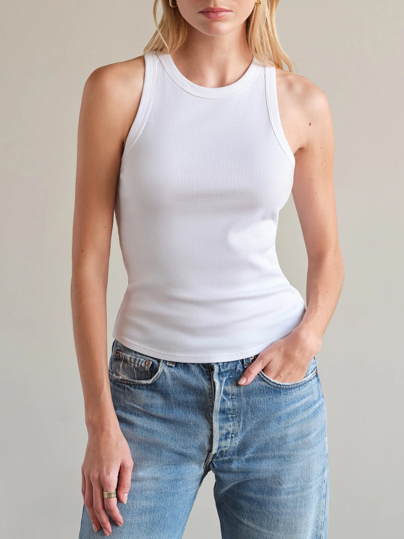 MYLES PRICE Ribbed Racer Tank