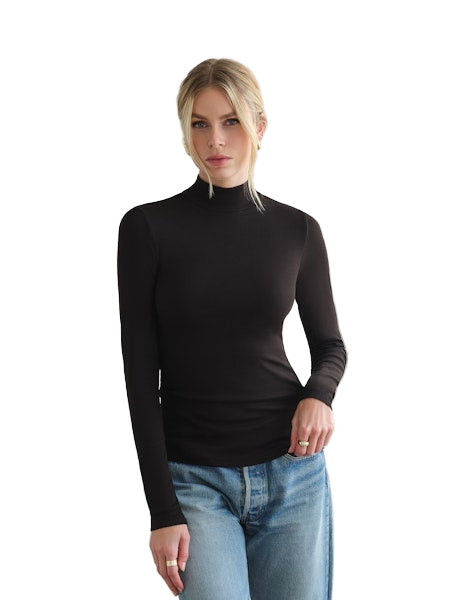MYLES PRICE LS Mockneck MiniRib Tee