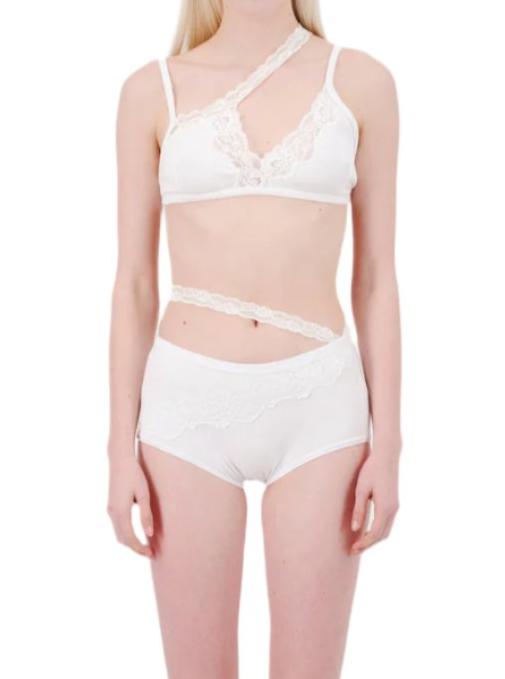 VAILLANT Ribbed Jersey Panty Slip with Lace Trim in Black
