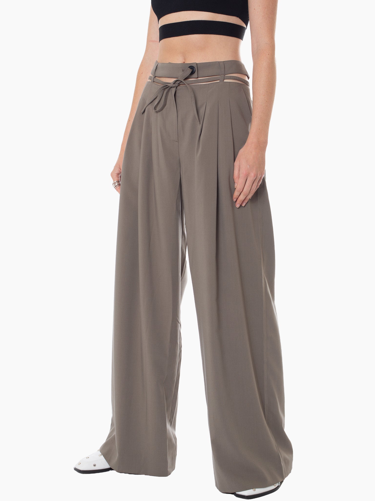 STUDIO J KOO Waist Cut-Out Detail Trousers