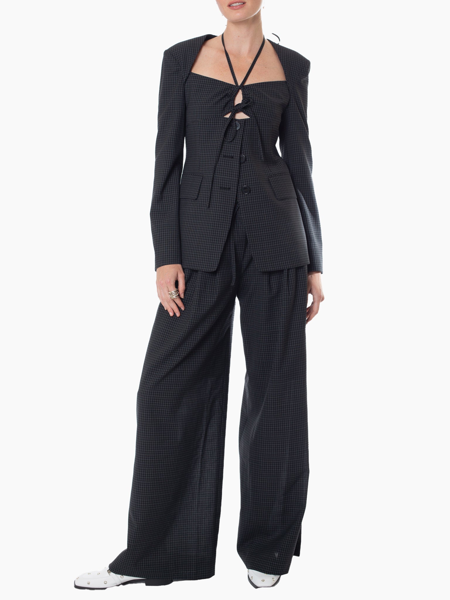 STUDIO J KOO Waist Cut-Out Detail Trousers