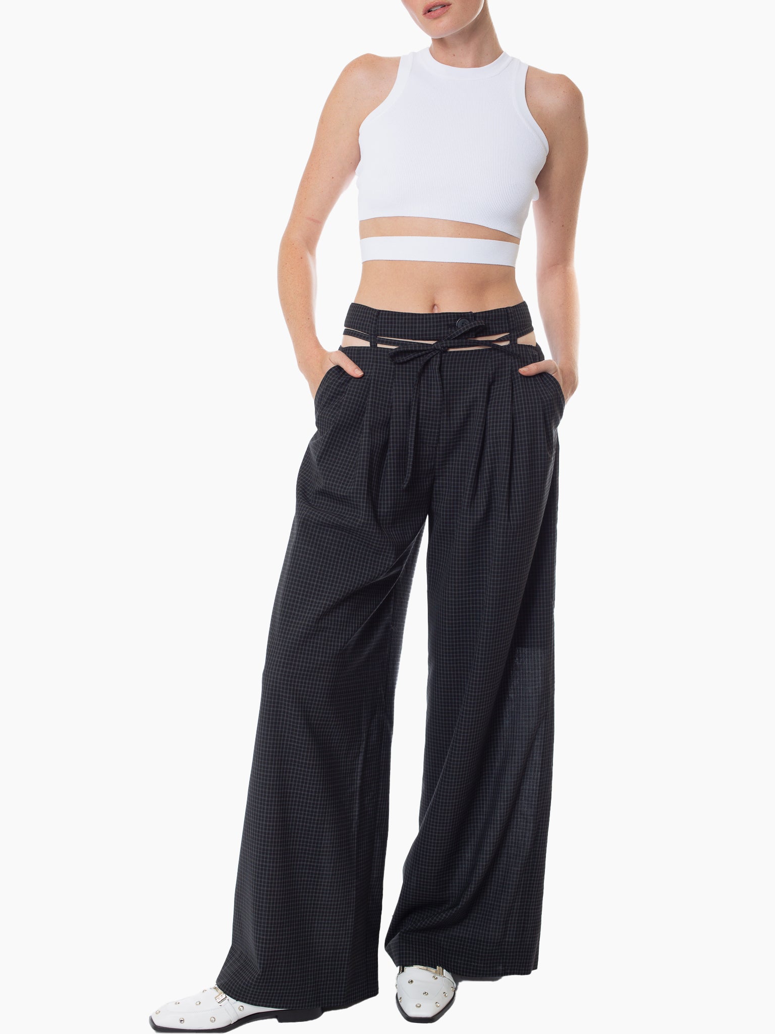 STUDIO J KOO Waist Cut-Out Detail Trousers