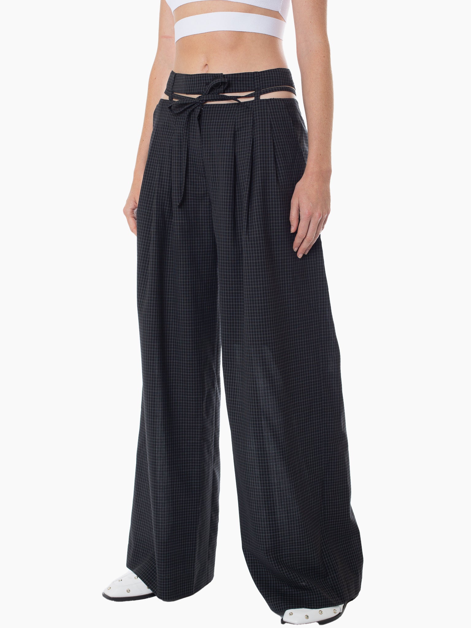 STUDIO J KOO Waist Cut-Out Detail Trousers