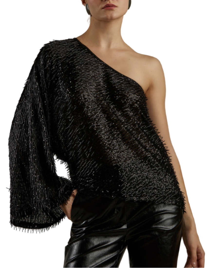 FEDERICA TOSI Fringe Sequin Blouse