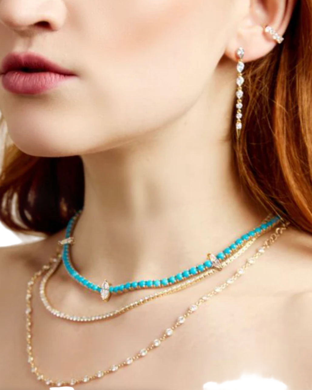 LUMENIRI Turquoise Marquise Tennis Necklace