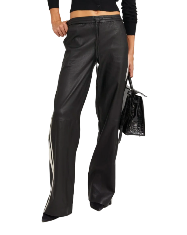 SPRWMN Black Leather Athletic Pant