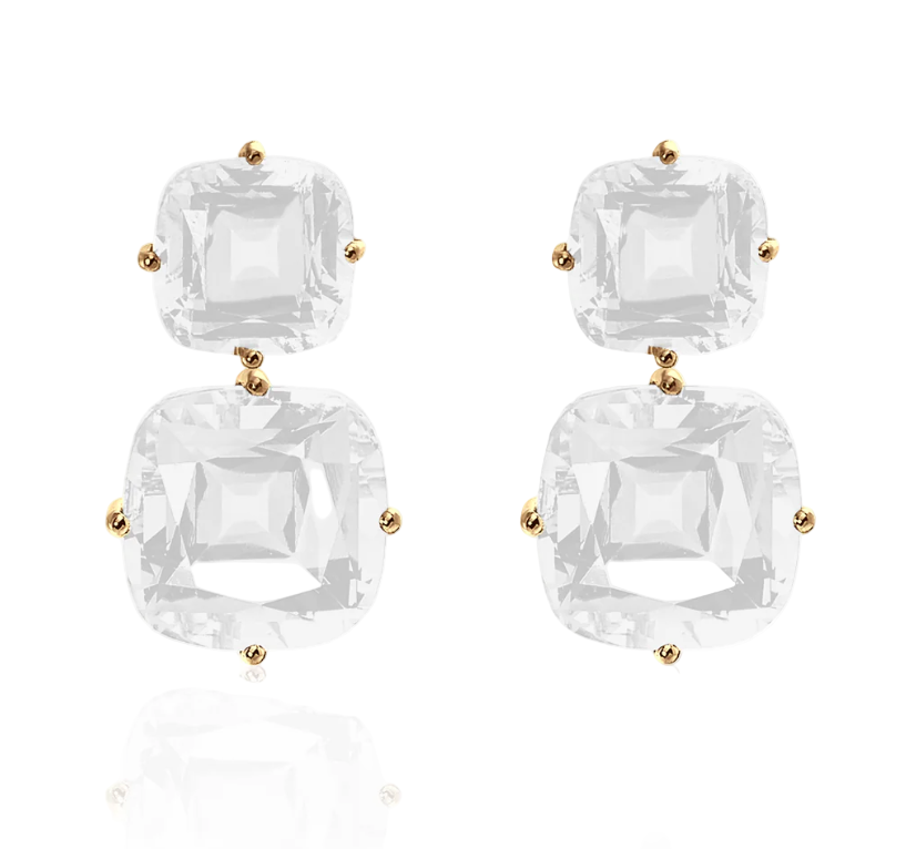GOSHWARA Crystal Cushion Cut Earrings
