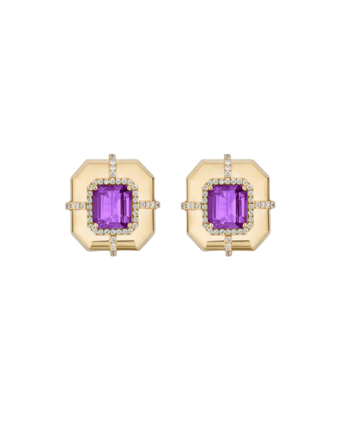 GOSHWARA Amethyst Medallion Studs