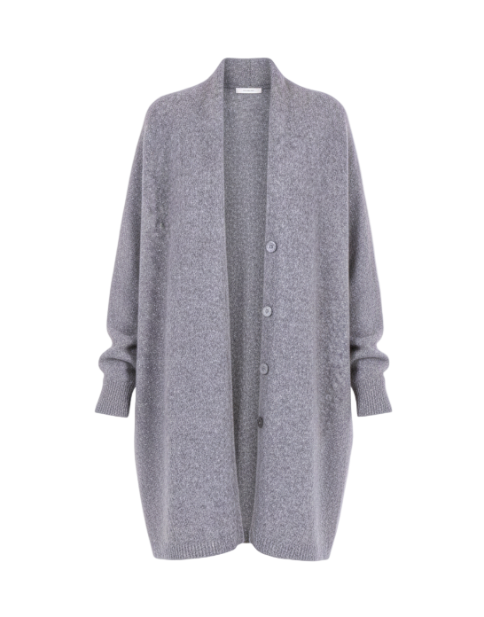 MAJESTIC FILATURES Merino Fox Midi Cardigan Grey