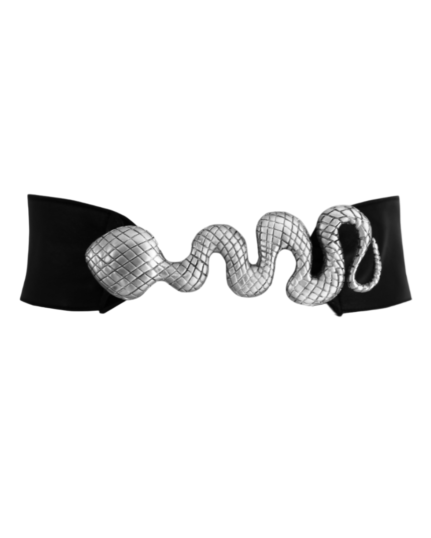 ELSA VALENCIA Angelita Snake Belt in Silver