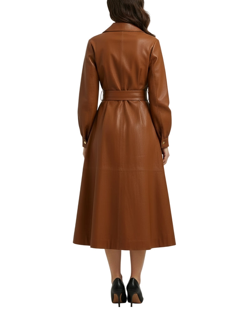ELSA VALENCIA Maria Belted Leather Trench