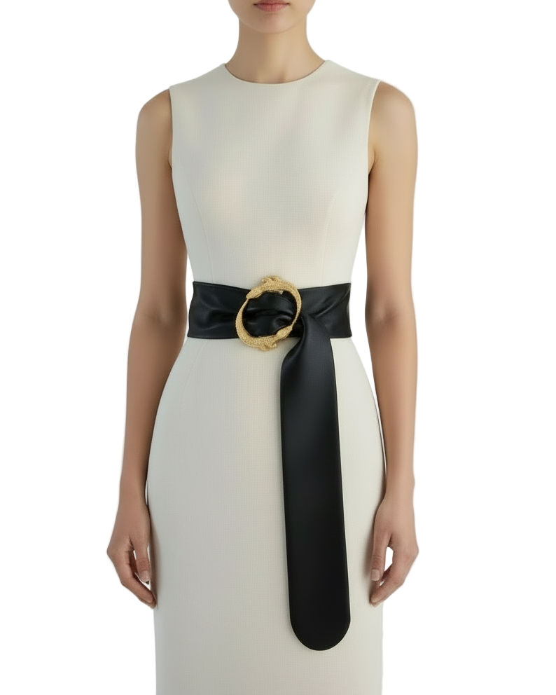 ELSA VALENCIA Mila Alligator Belt in Gold