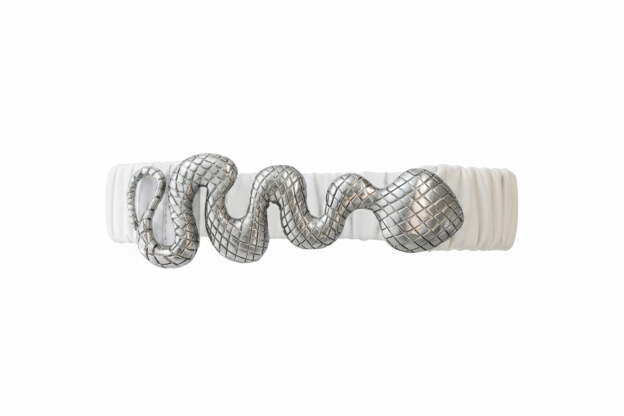 ELSA VALENCIA Angelita Stretch Clip Belt White Gold