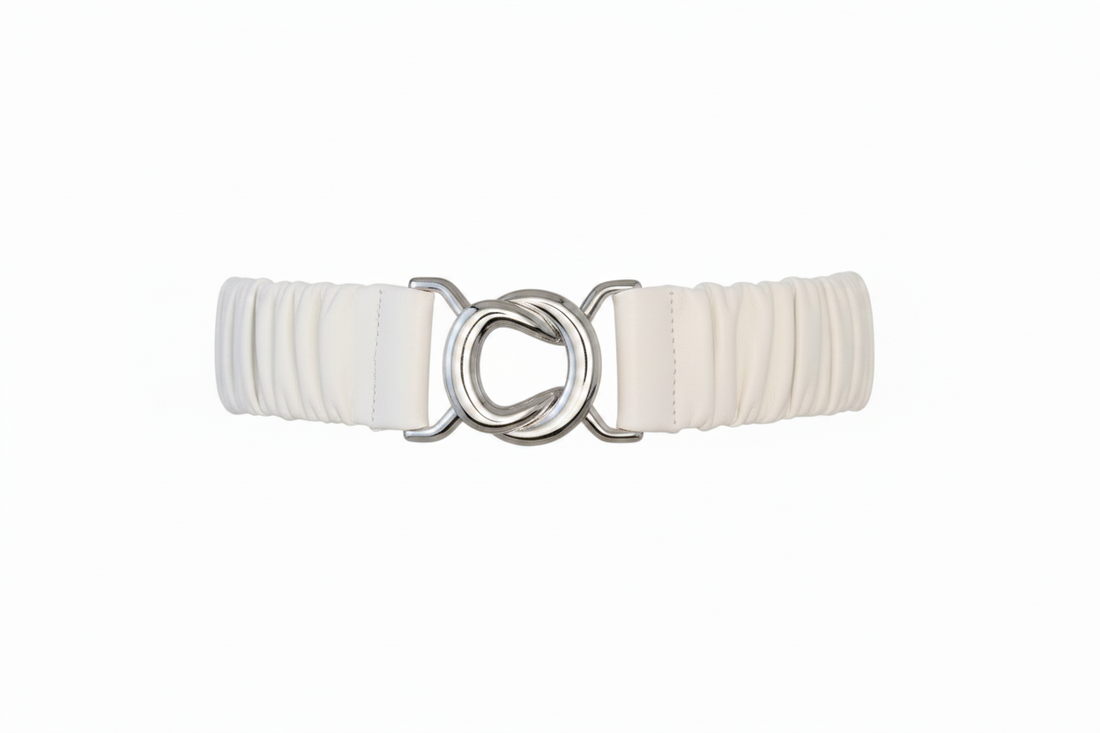 ELSA VALENCIA Angelita Stretch Clip Belt White Silver