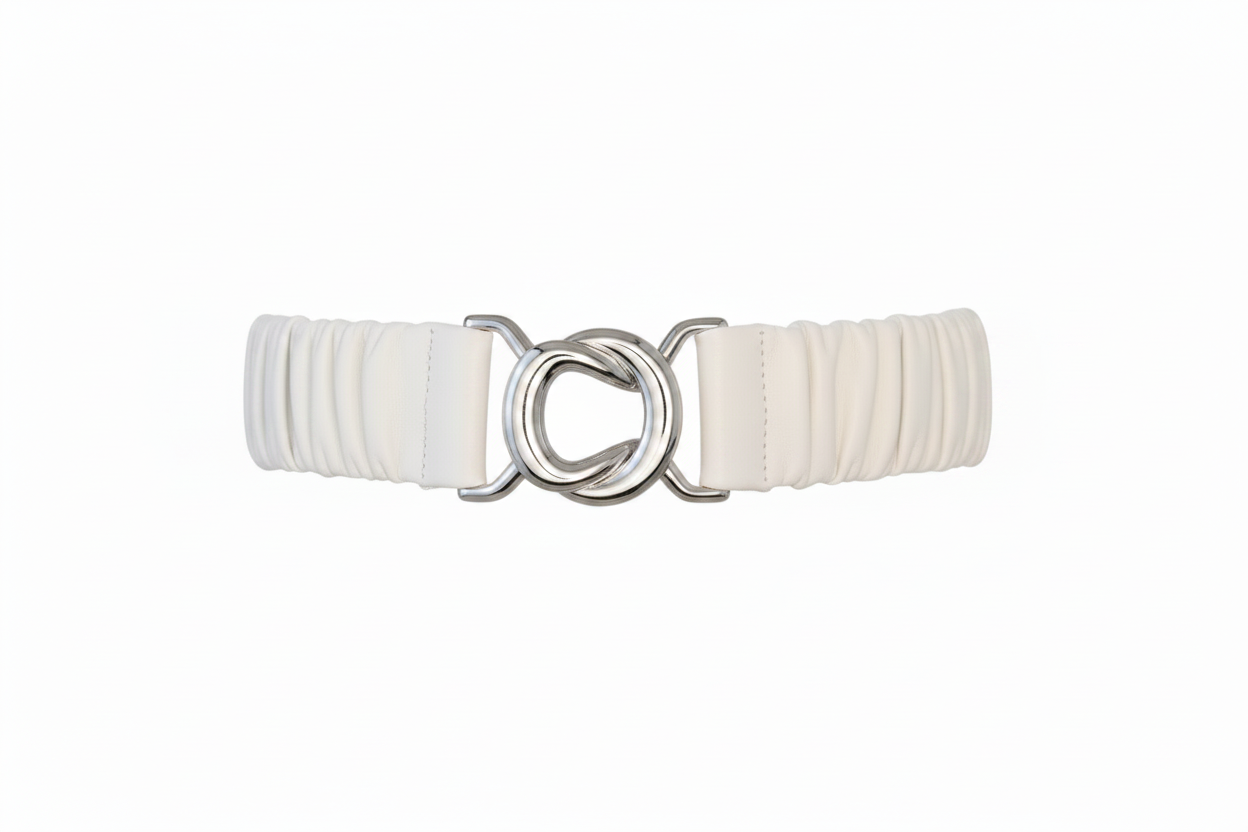 ELSA VALENCIA Angelita Stretch Clip Belt White Gold
