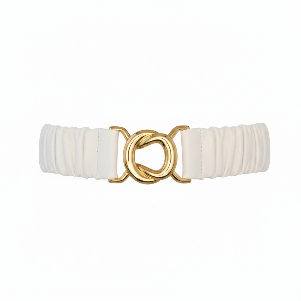 ELSA VALENCIA Angelita Stretch Clip Belt White Gold