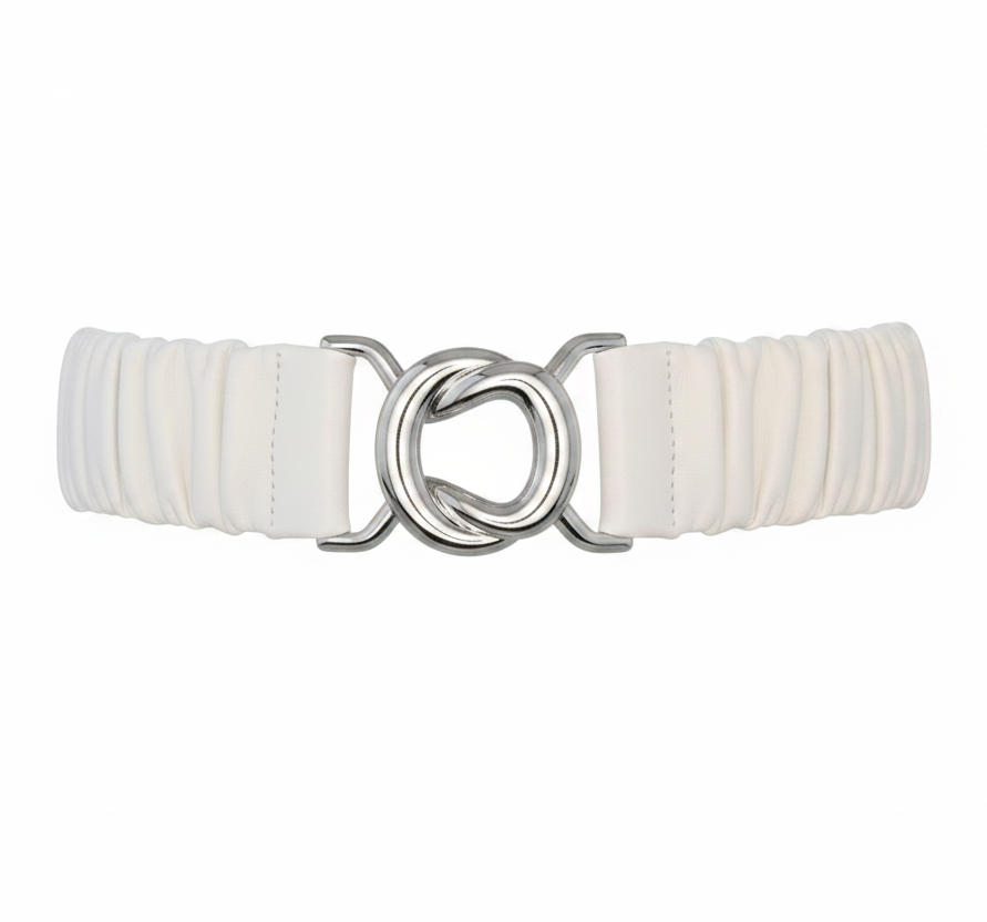 ELSA VALENCIA Angelita Stretch Clip Belt White Gold
