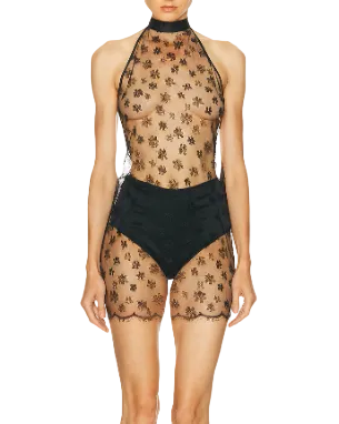 Kiki de Montparnasse All Over Lace Halter Mini Slip Dress