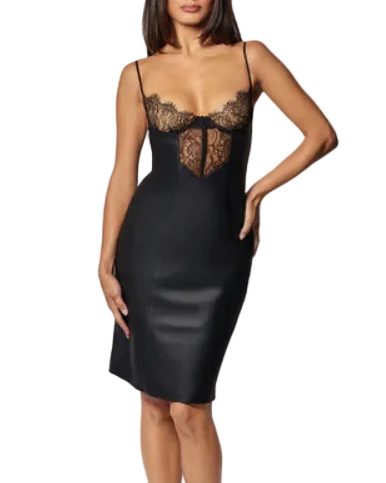 KIKI DE MONTPARNASSE Leather & Lace Dress