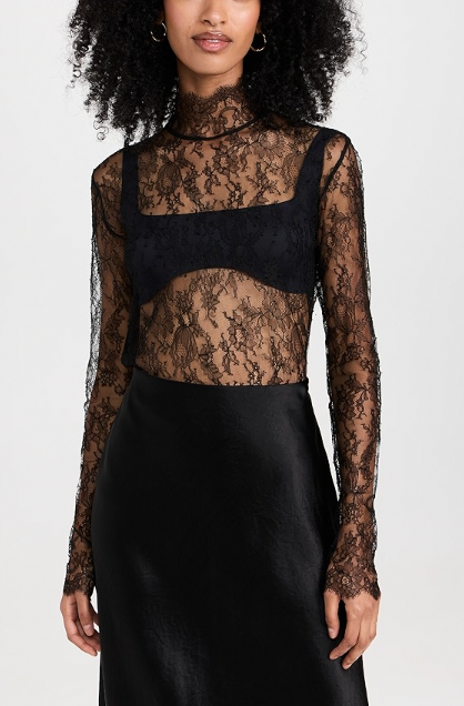 KIKI DE MONTPARNASSE Petite Fleur Lace Turtleneck
