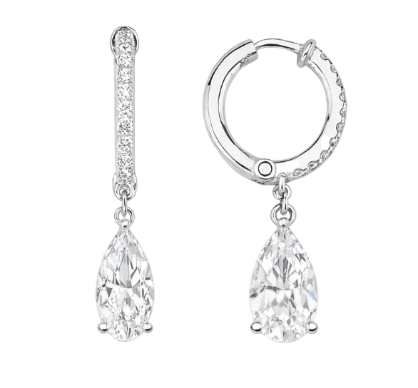 ECCE Drop Diamonds Hoop Earrings