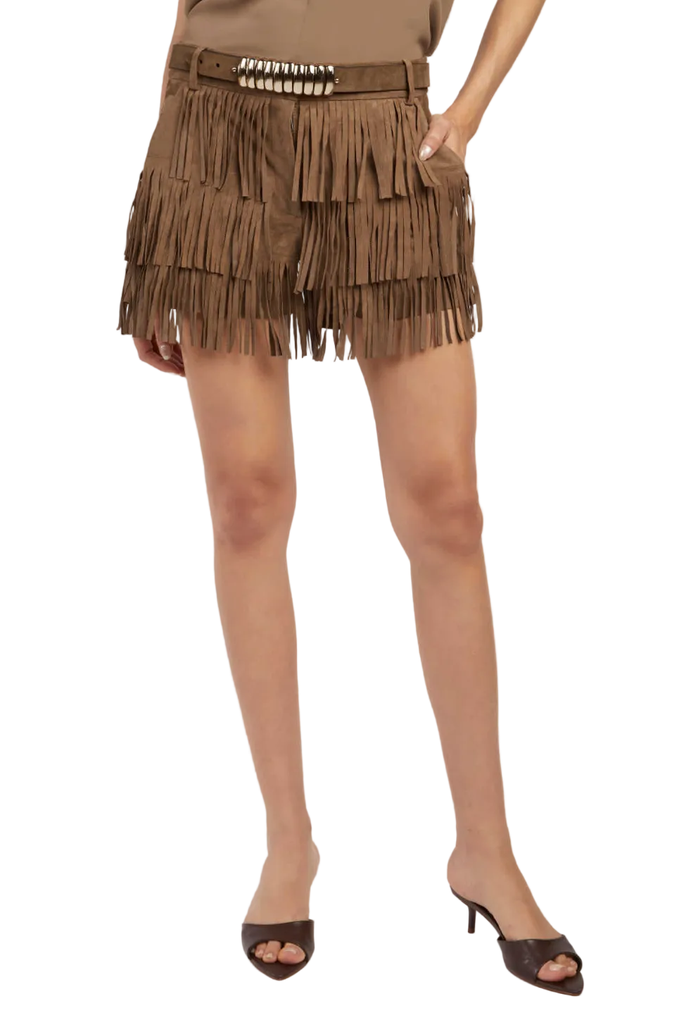 FEDERICA TOSI Suede Fringe Shorts