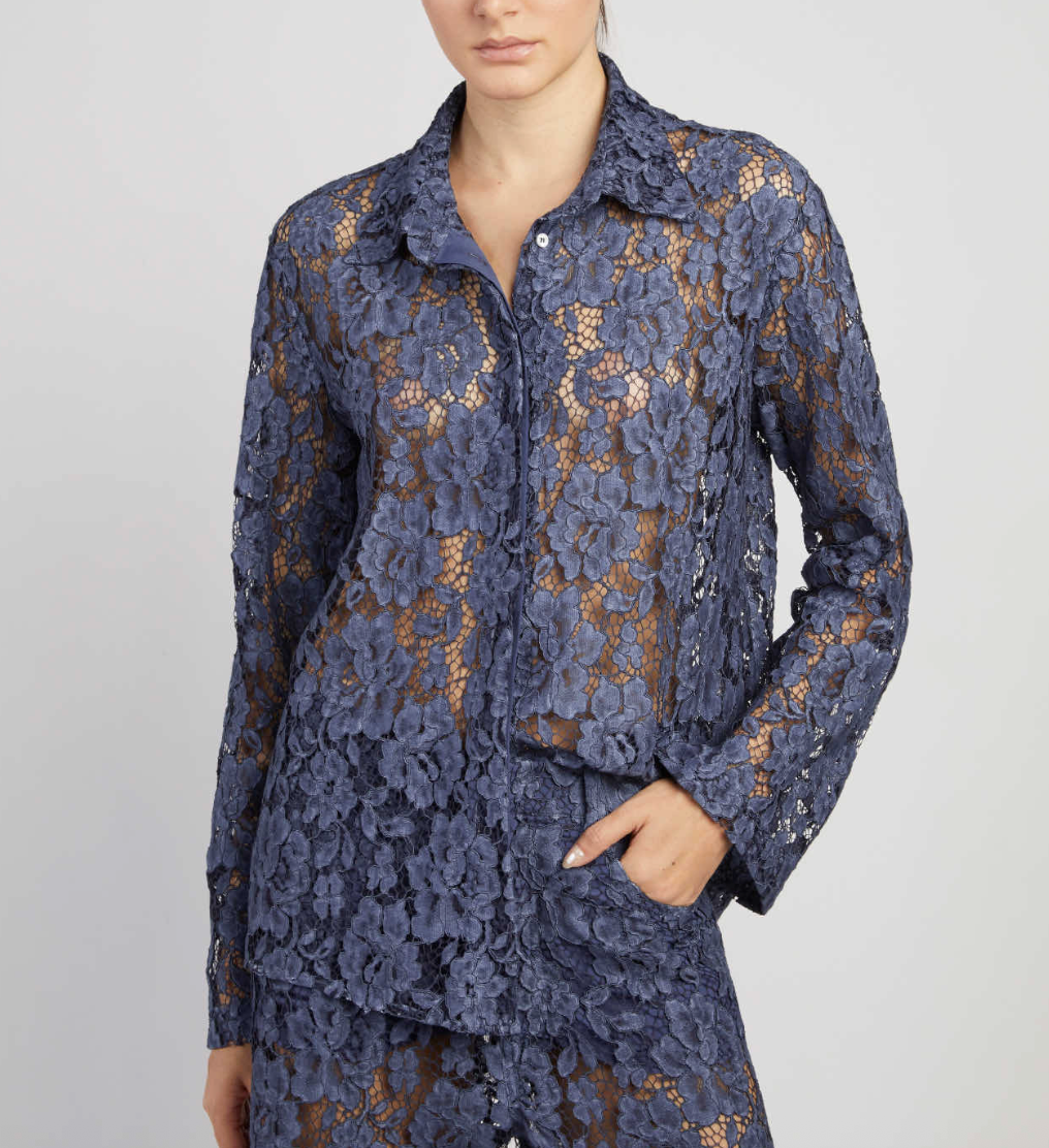 FEDERICA TOSI Sheer Floral Button Up