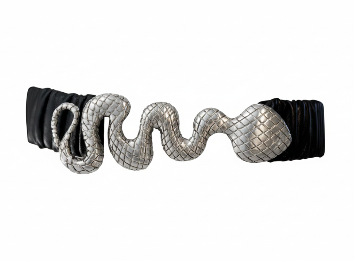 ELSA VALENCIA Angelita Stretch Clip Belt Silver