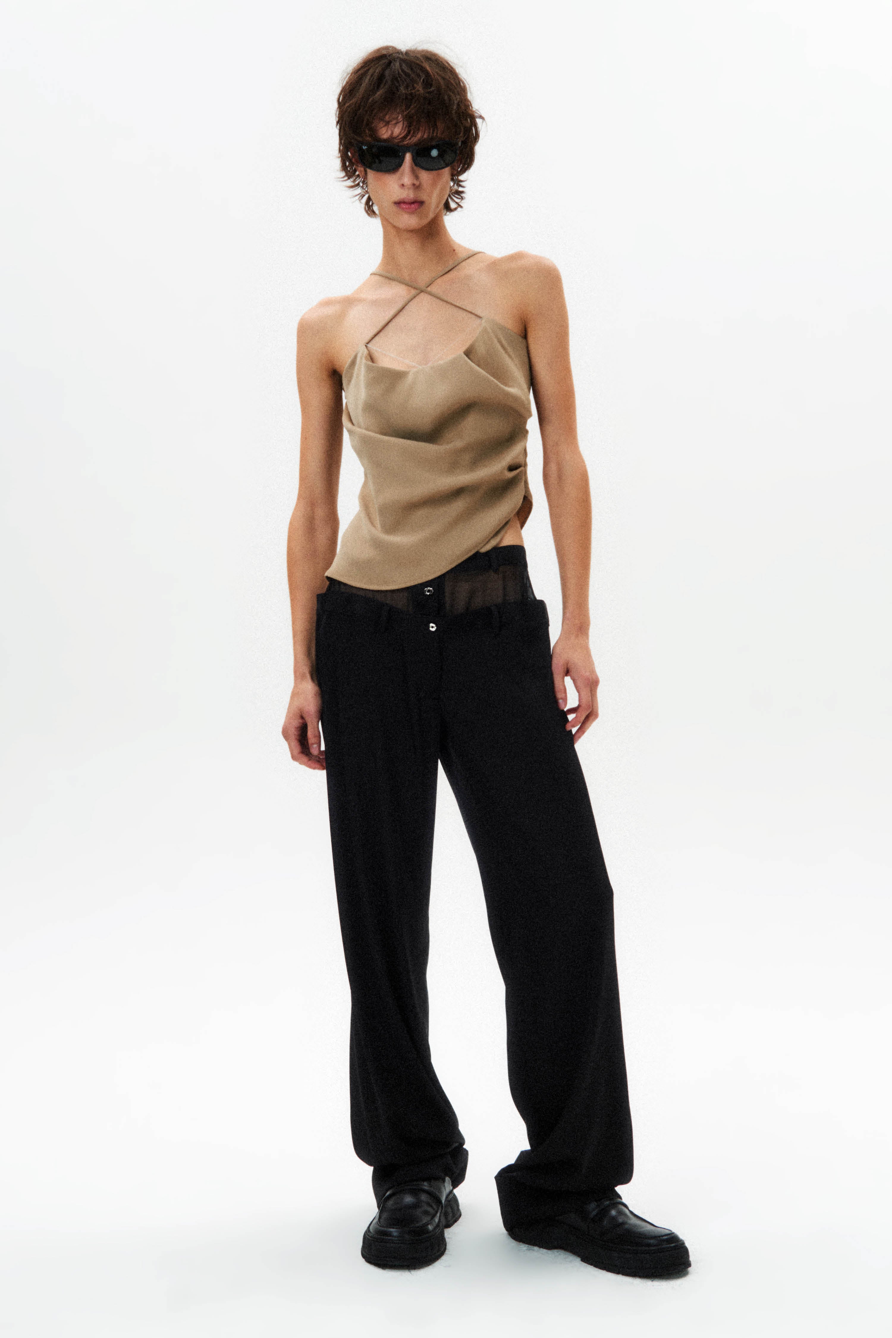 HAN WEN STUDIO Silk Sheer Waist Trouser in Black