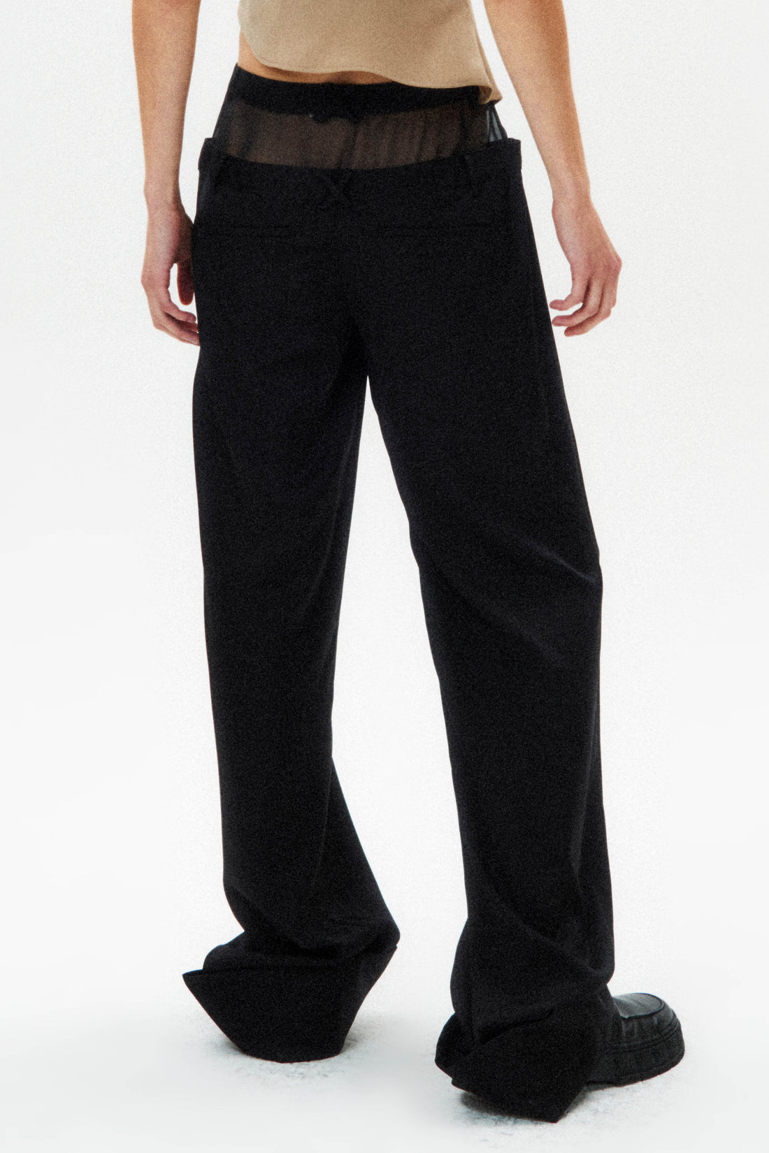 HAN WEN STUDIO Silk Sheer Waist Trouser in Black