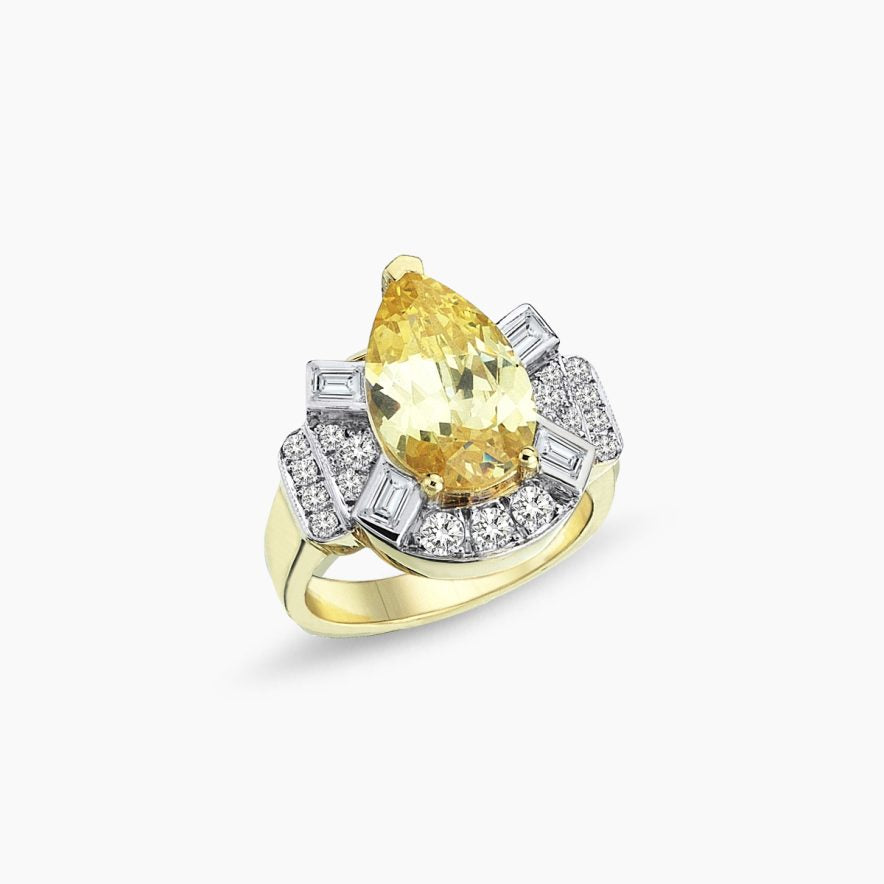 MELIS GORAL Vendome Tear Yellow Topaz Diamond Ring