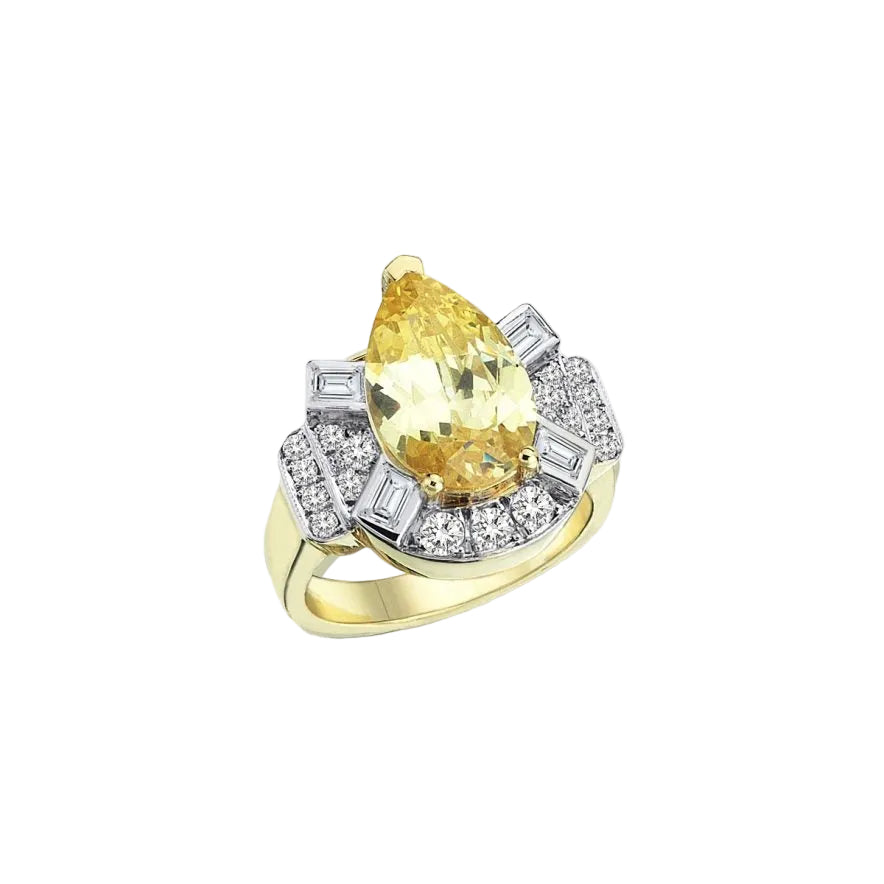 MELIS GORAL Vendome Tear Yellow Topaz Diamond Ring