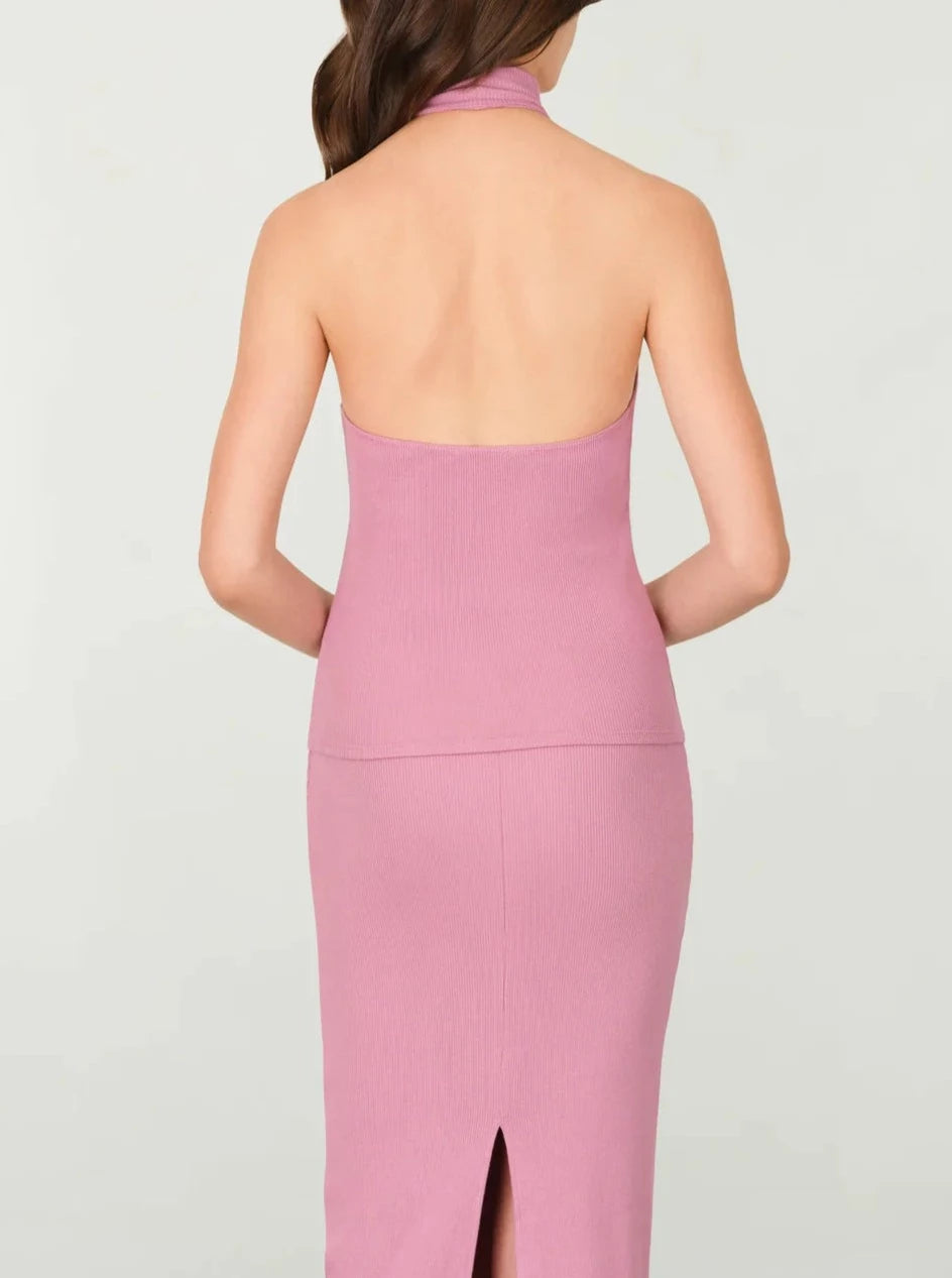 MYLES PRICE Rib Halter Neck Top