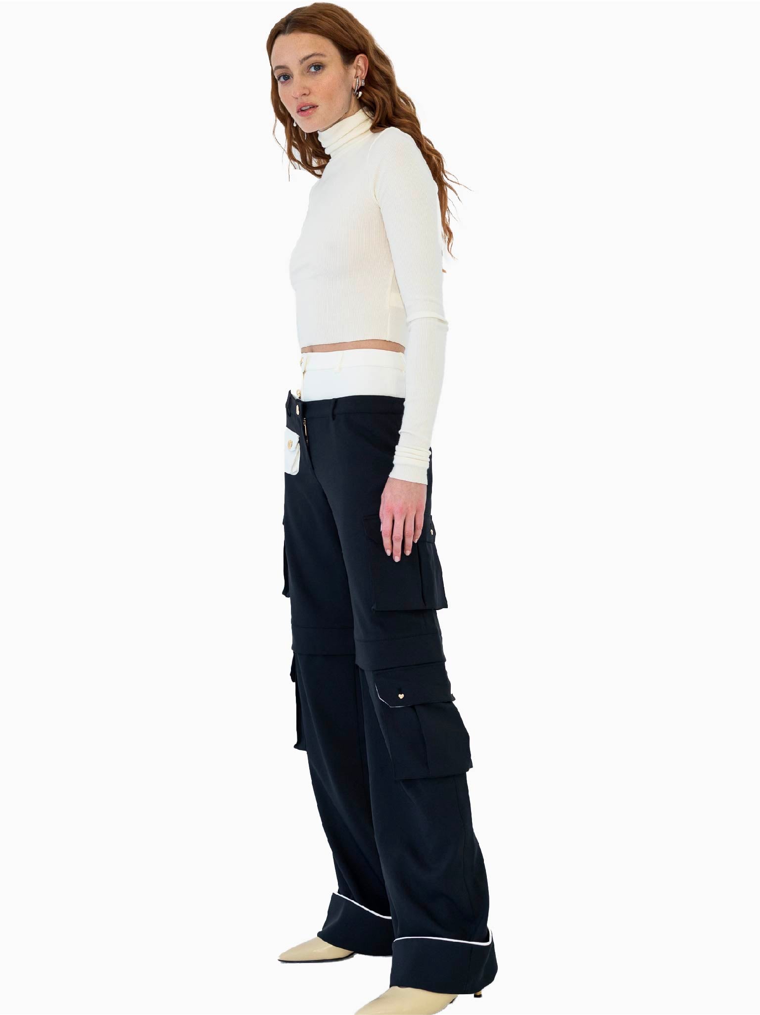 HAN WEN STUDIO Contrasty Waists Cargo Trouser Black and White