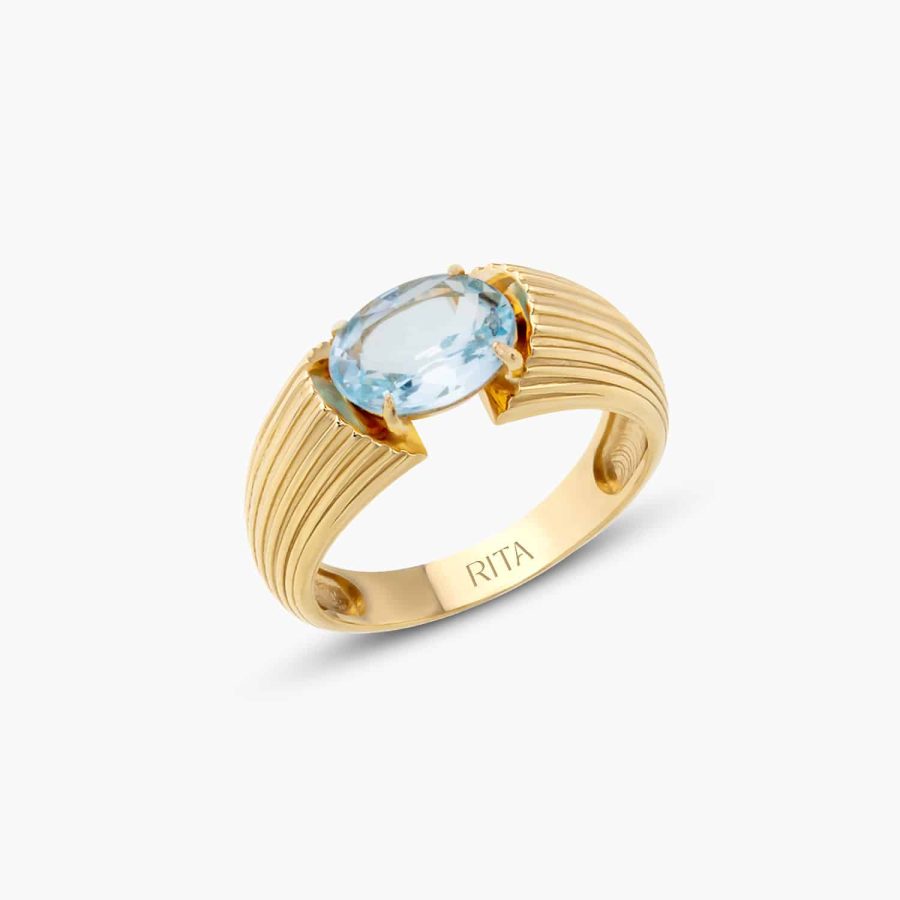 RITA JEWELRY Blue Topaz Gemstone Heirloom Ring