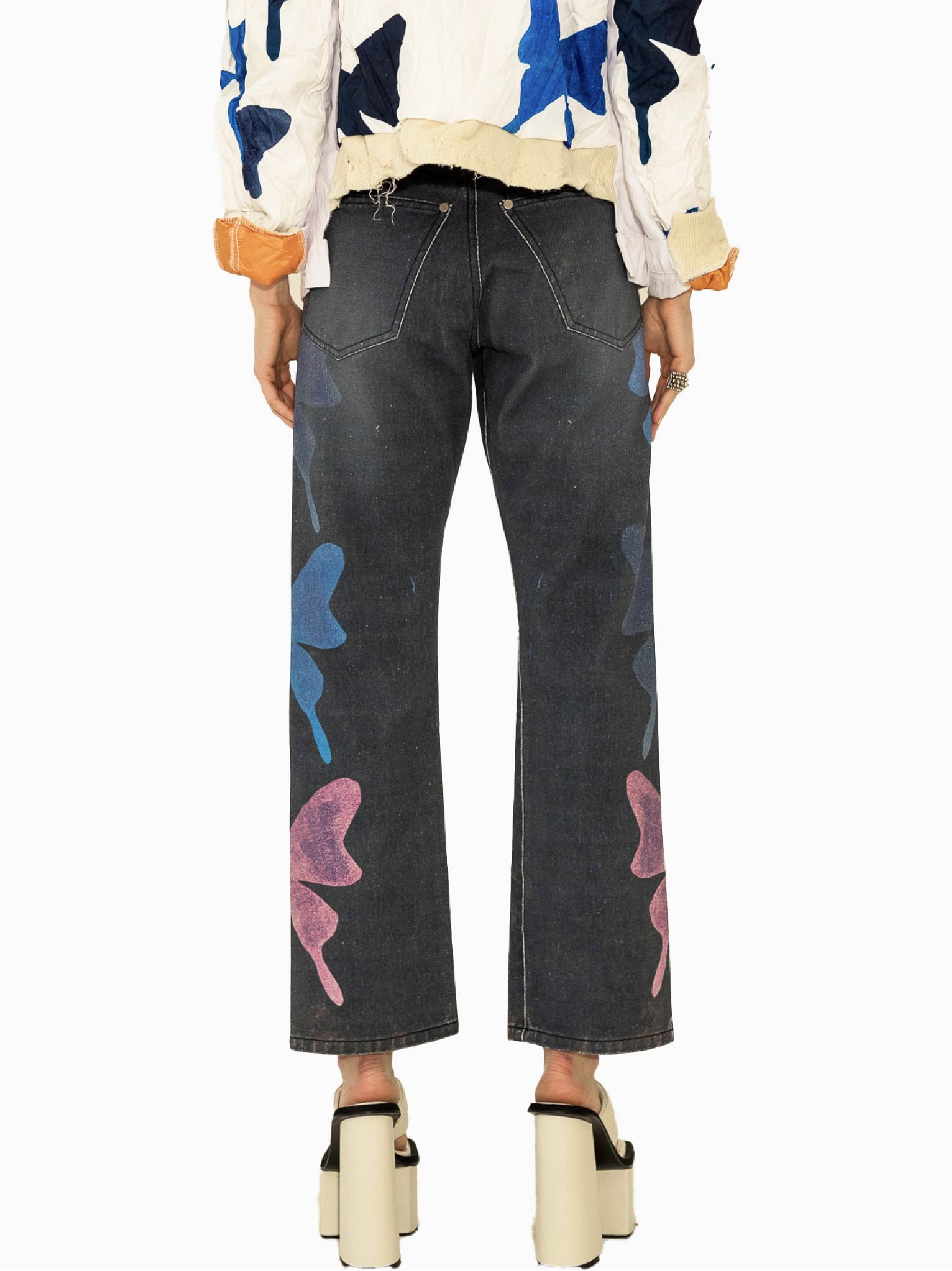 MUSEUM VISITORS Butterfly Printed Jean