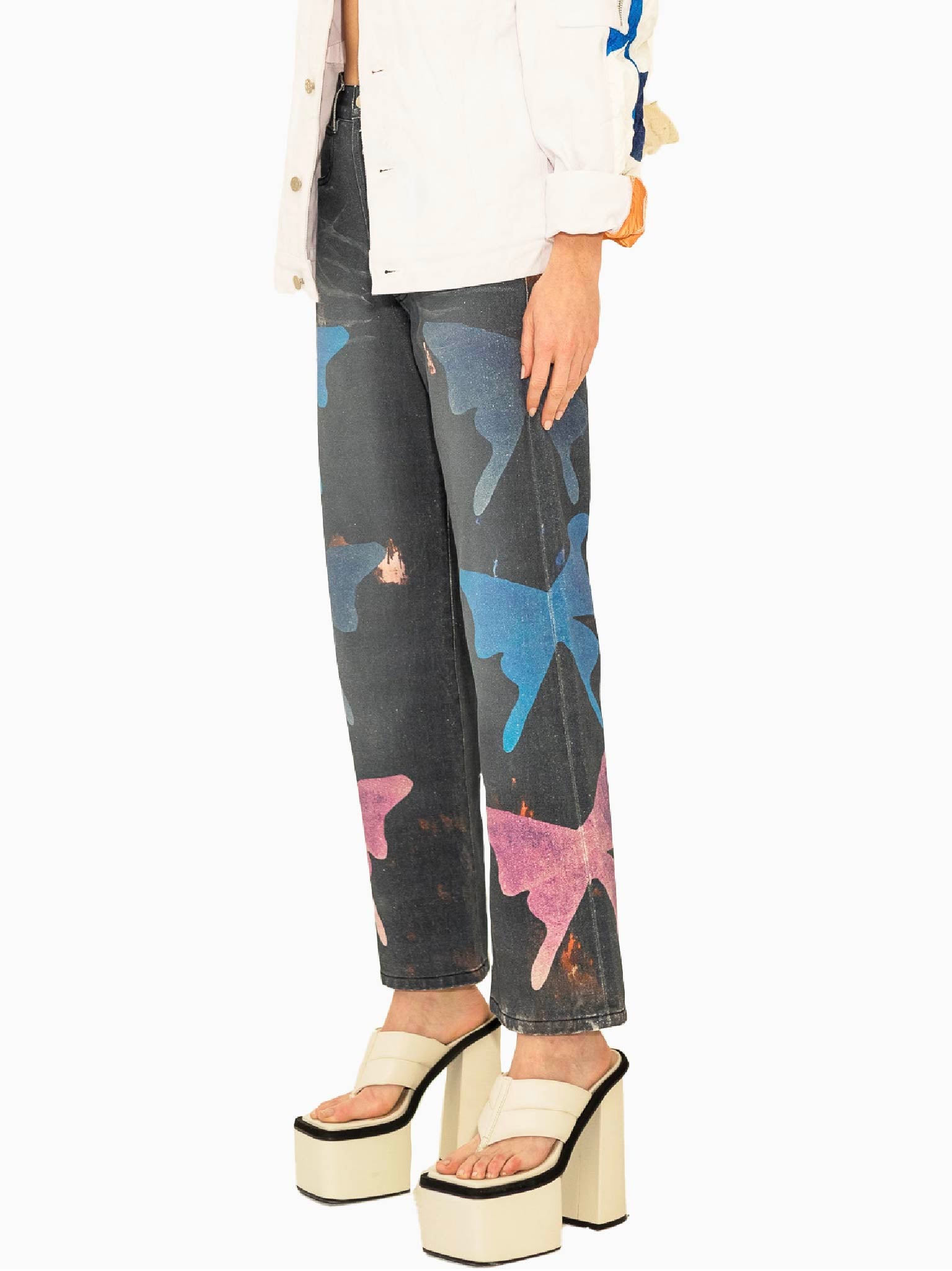 MUSEUM VISITORS Butterfly Printed Jean