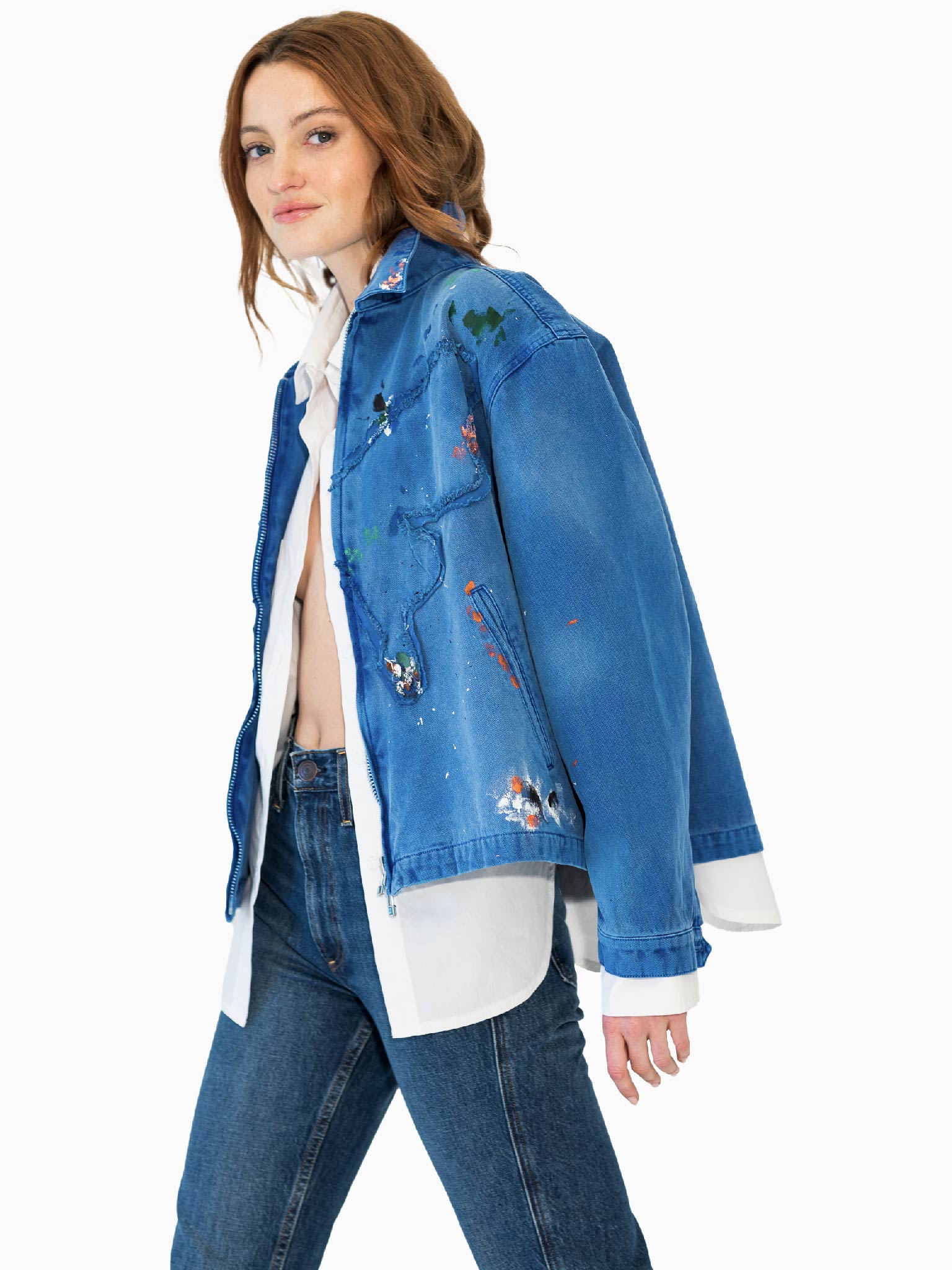MUSEUM VISITORS Hand Painted Pigment Butterfly Jacket